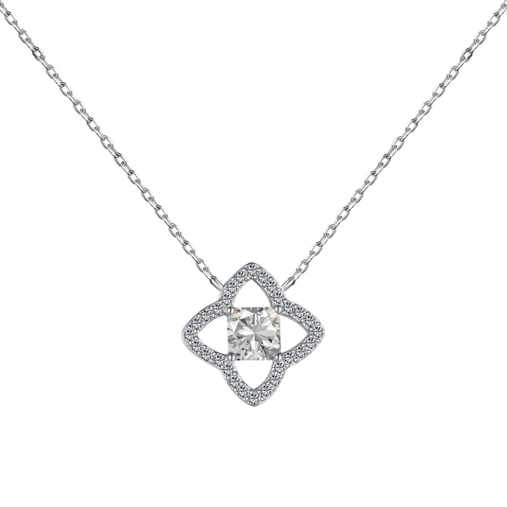 [Kincade Jewelrys]Exquisite Flower Shape Princess Cut Necklace