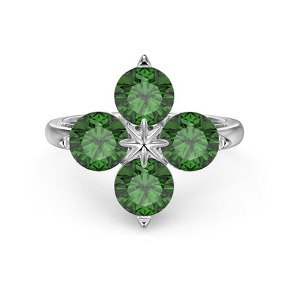 [Kincade Jewelrys]Four-Leaf Clover Eight-Pointed Star Ring