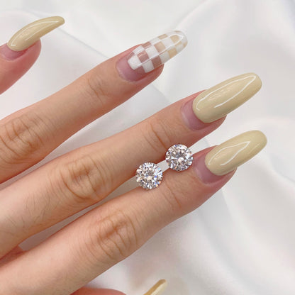 [Kincade Jewelery]Stylish Shiny Round Center Stone Stud Earrings