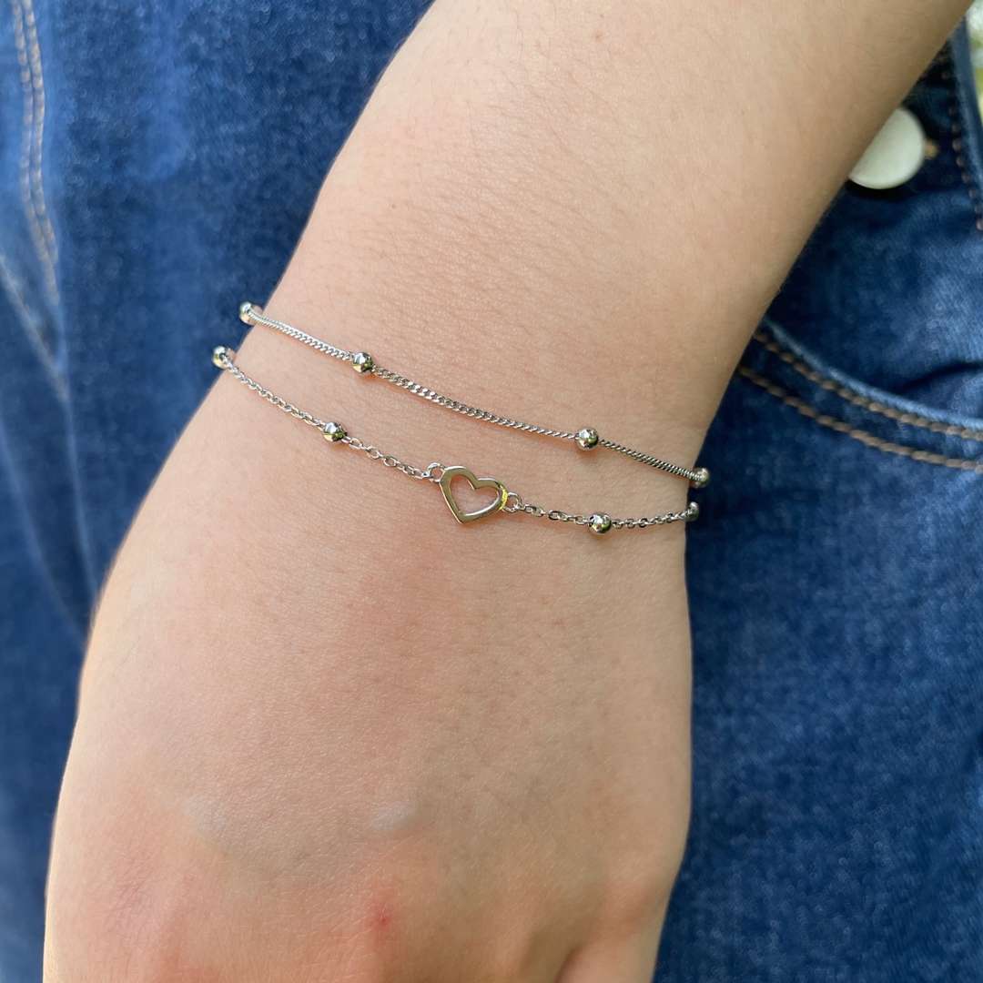 [Kincade Jewelrys]Dainty Double Layer Love Heart Bracelet