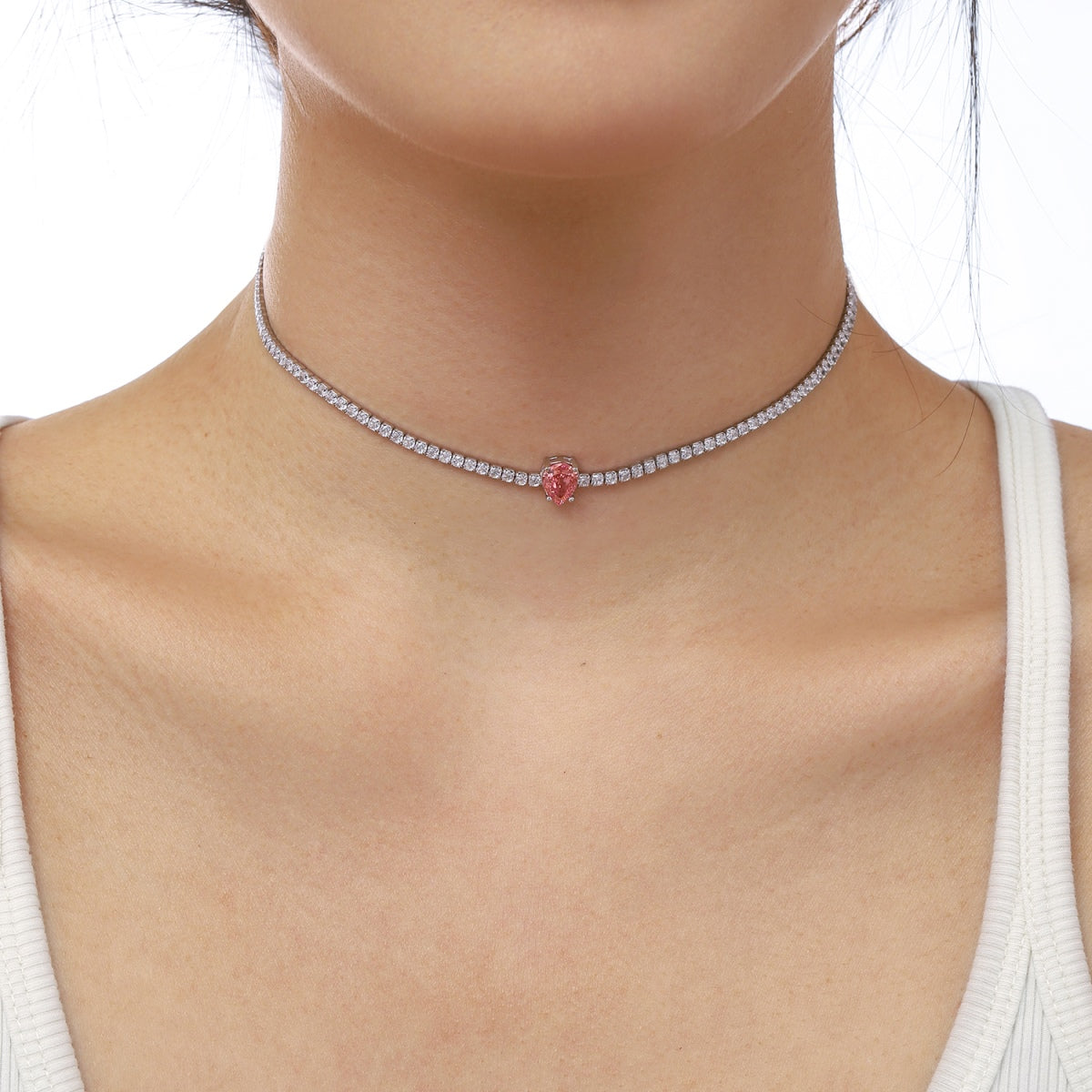 [Kincade Jewelrys]1.0 carat Unique Pear Cut Tennis Necklace