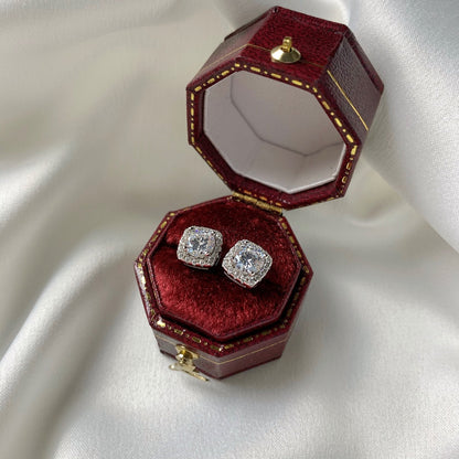 [Kincade Jewelery]Classic Round Center Stone Stud Earrings