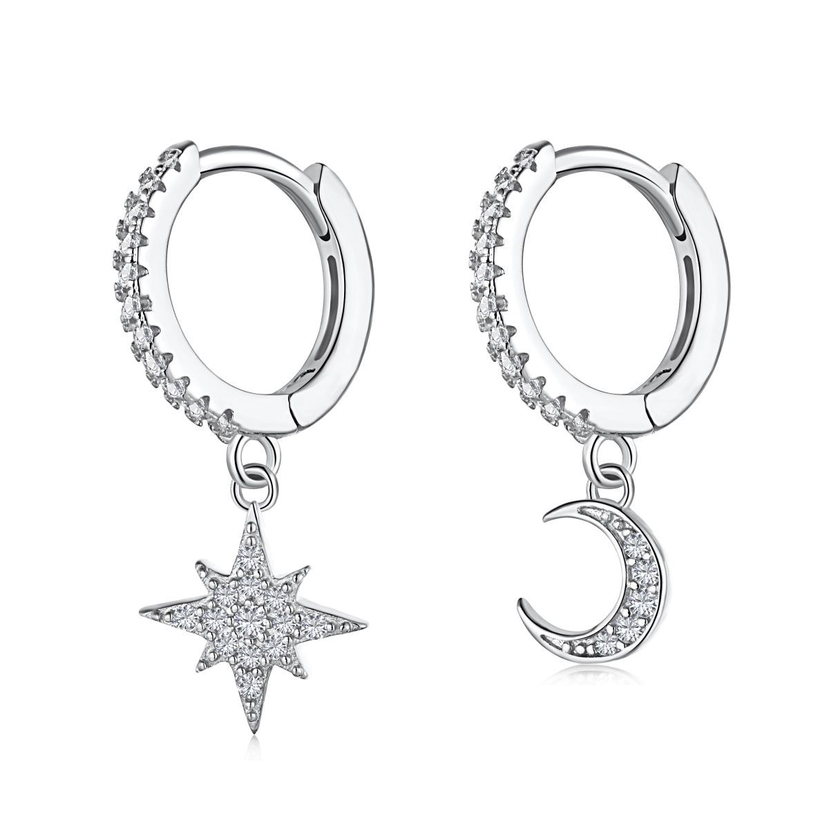 [Kincade Jewelrys]Star and Moon Asymmetric Earrings