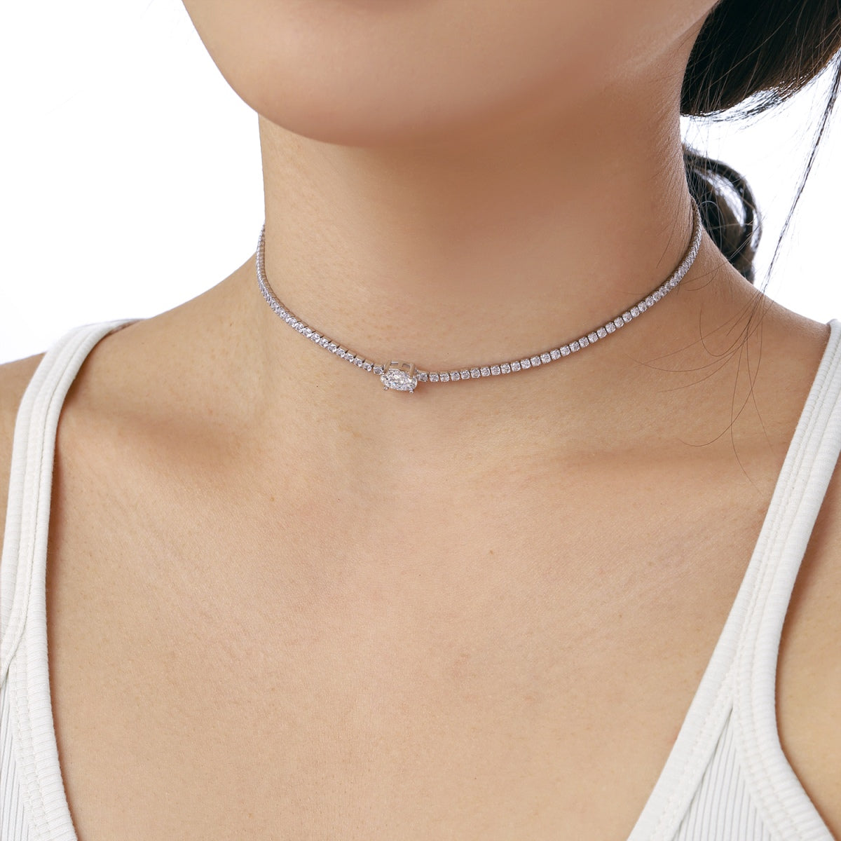 [Kincade Jewelrys]1.0 Carat Shining Oval Cut Necklace