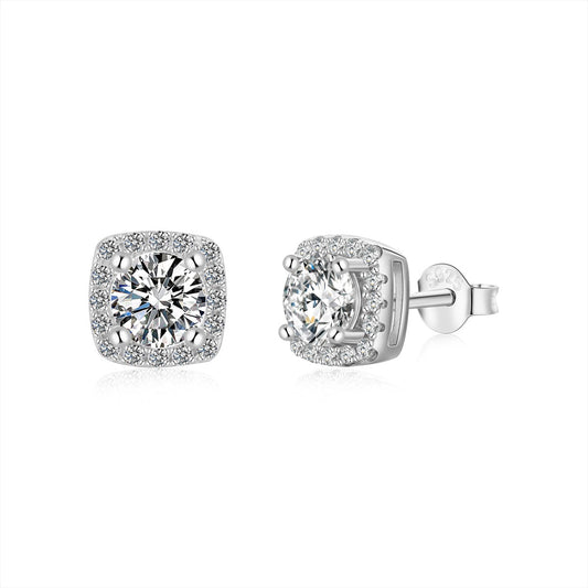 [Kincade Jewelrys]Classic Round Center Stone Stud Earrings