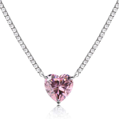 [Kincade Jewelrys]8.0 Carat Versatile Colorful Sweet Heart-Shaped Tennis Necklace