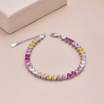 [Kincade Jewelrys]Luxurious Colorful Romantic Heart Shape Lover Bracelet