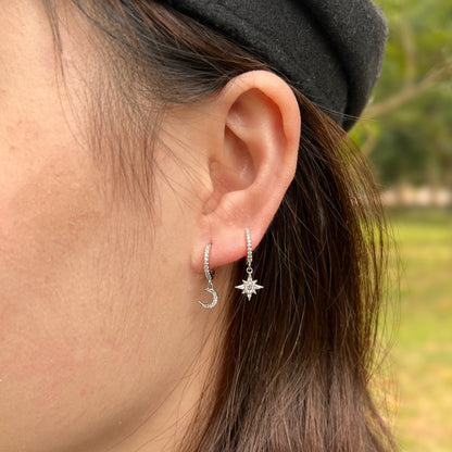 [Kincade Jewelery]Star and Moon Asymmetric Earrings