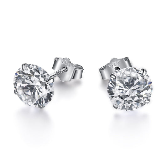 [Kincade Jewelrys]Stylish Shiny Round Center Stone Stud Earrings