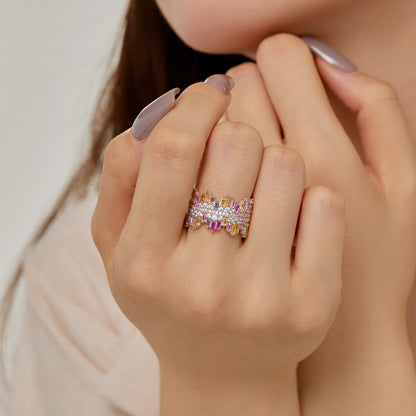 [Kincade Jewelrys]Luxurious Colorful Radiant Cut Daily Ring