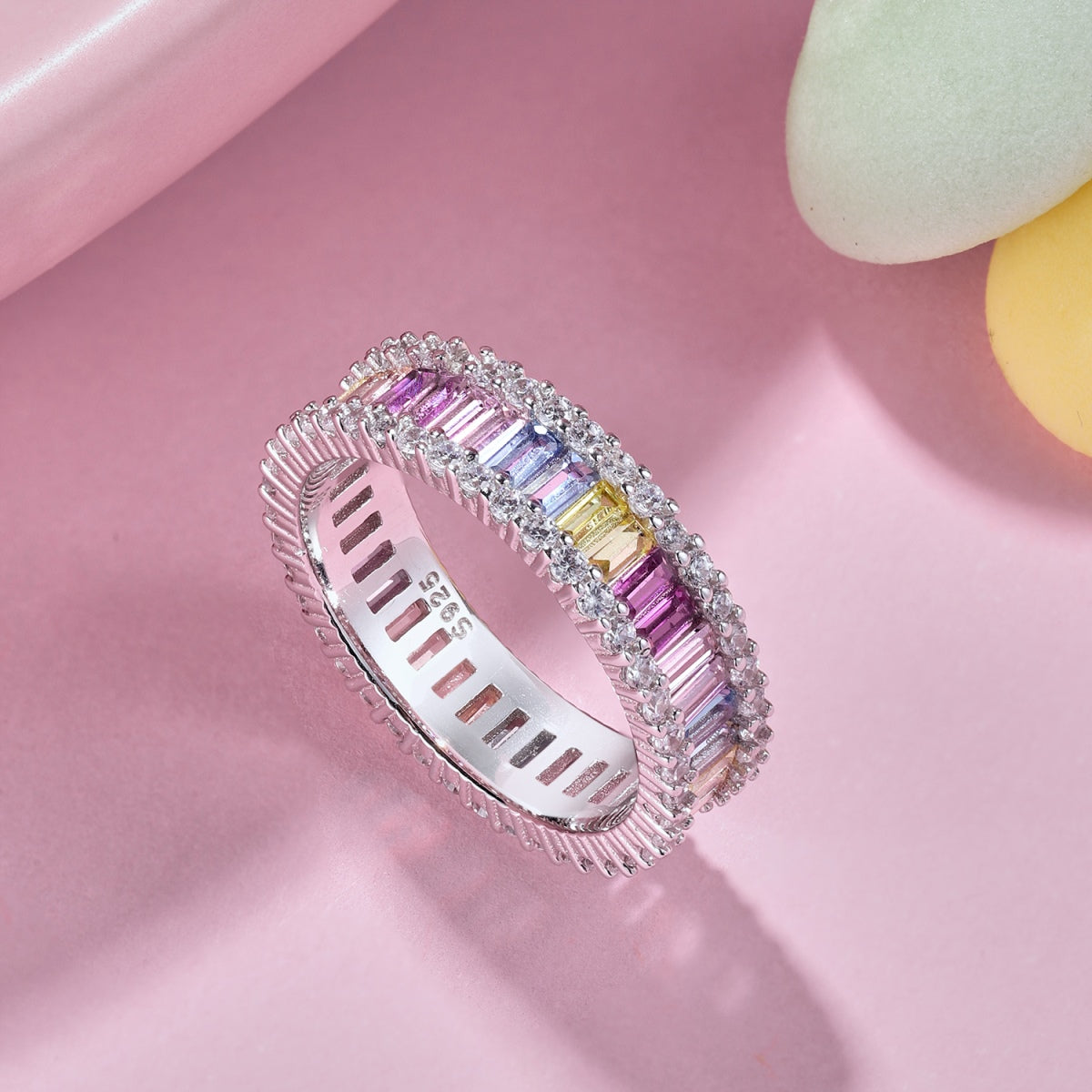 [Kincade Jewelrys]Dainty Kaleidoscopic Emerald Cut Daily Ring