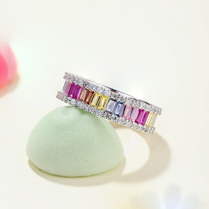[Kincade Jewelery]Dainty Kaleidoscopic Emerald Cut Daily Ring