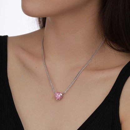 [Kincade Jewelery]8.0 Carat Versatile Colorful Sweet Heart-Shaped Tennis Necklace