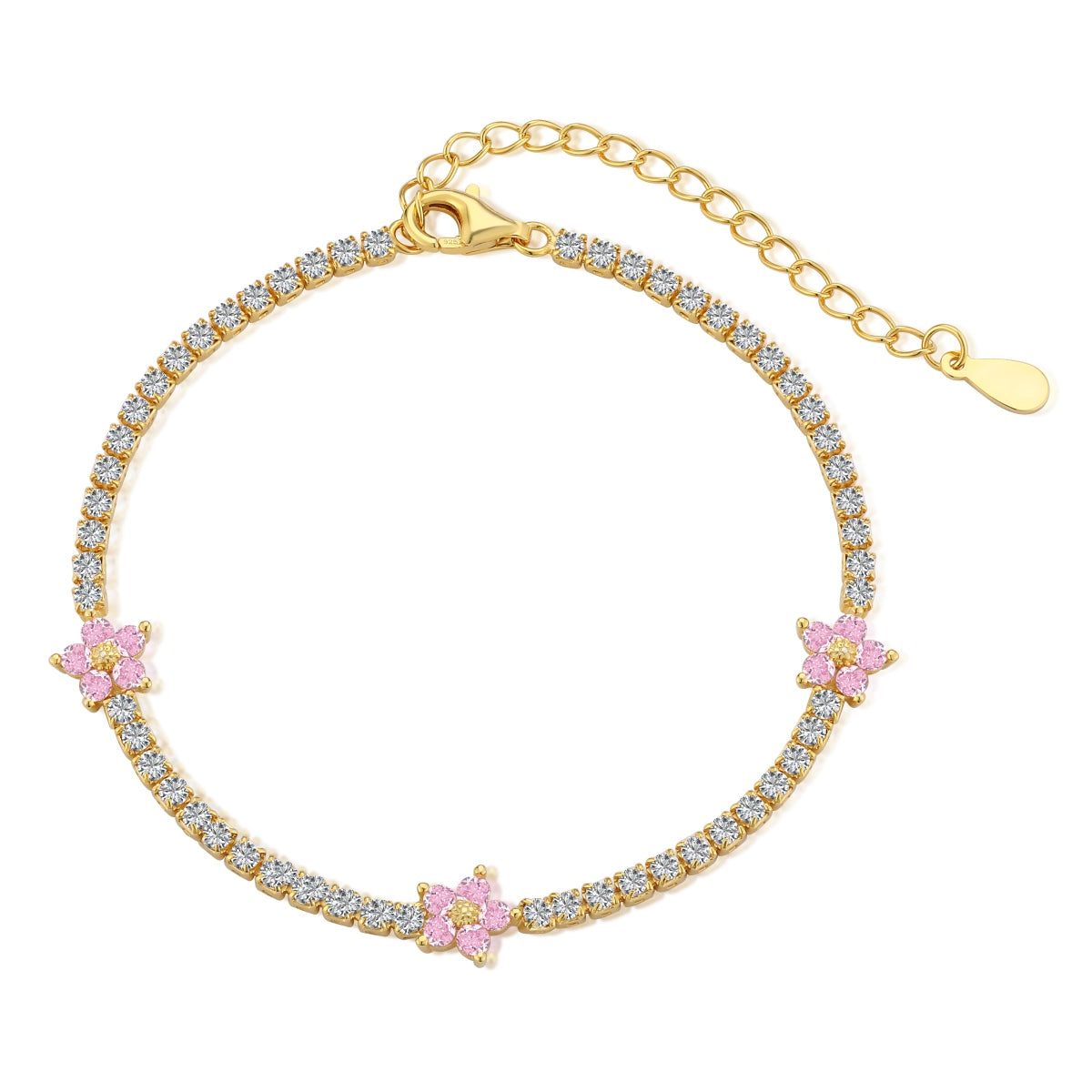 [Kincade Jewelrys]Sparkling Flower Shape Tennis Bracelet