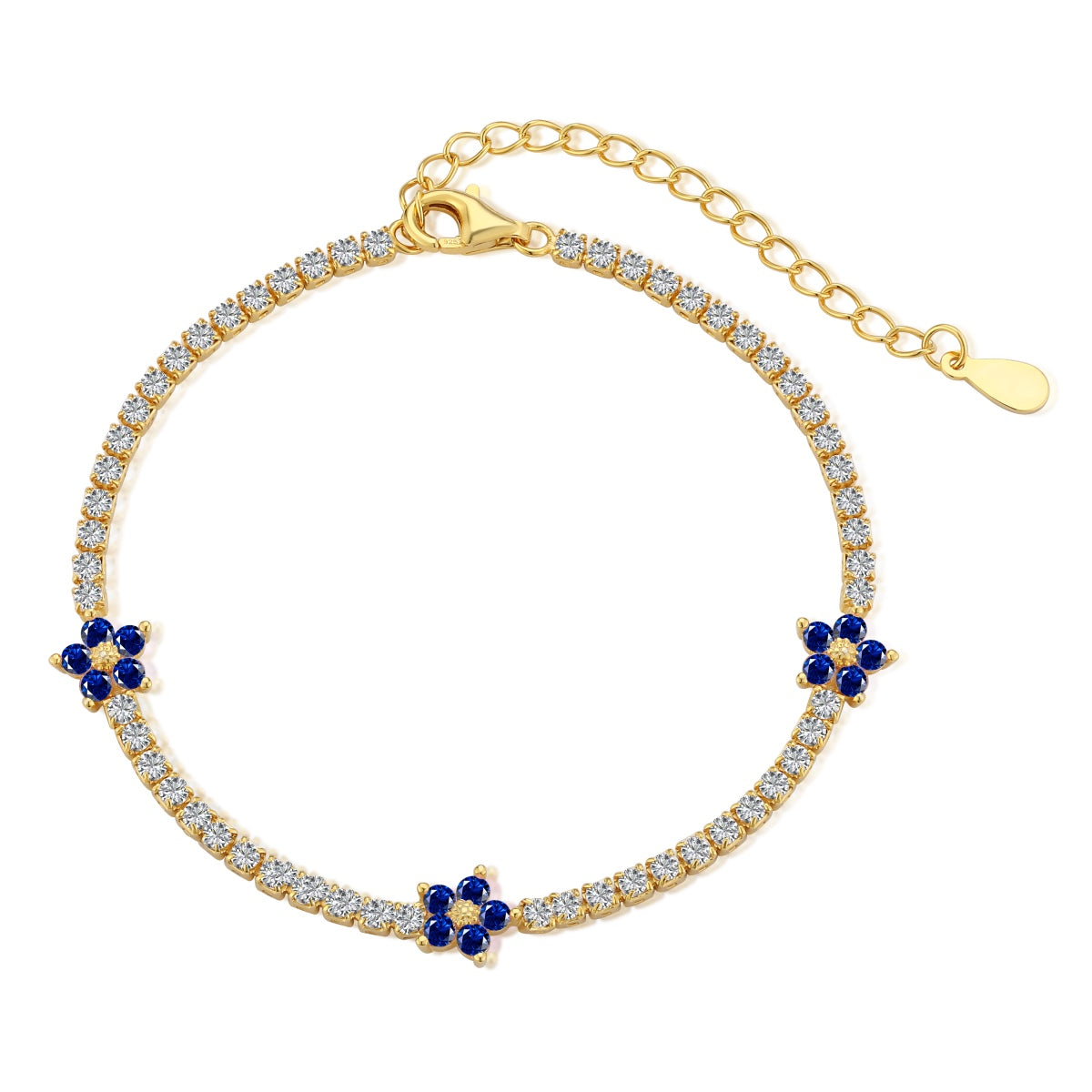 [Kincade Jewelrys]Sparkling Flower Shape Tennis Bracelet