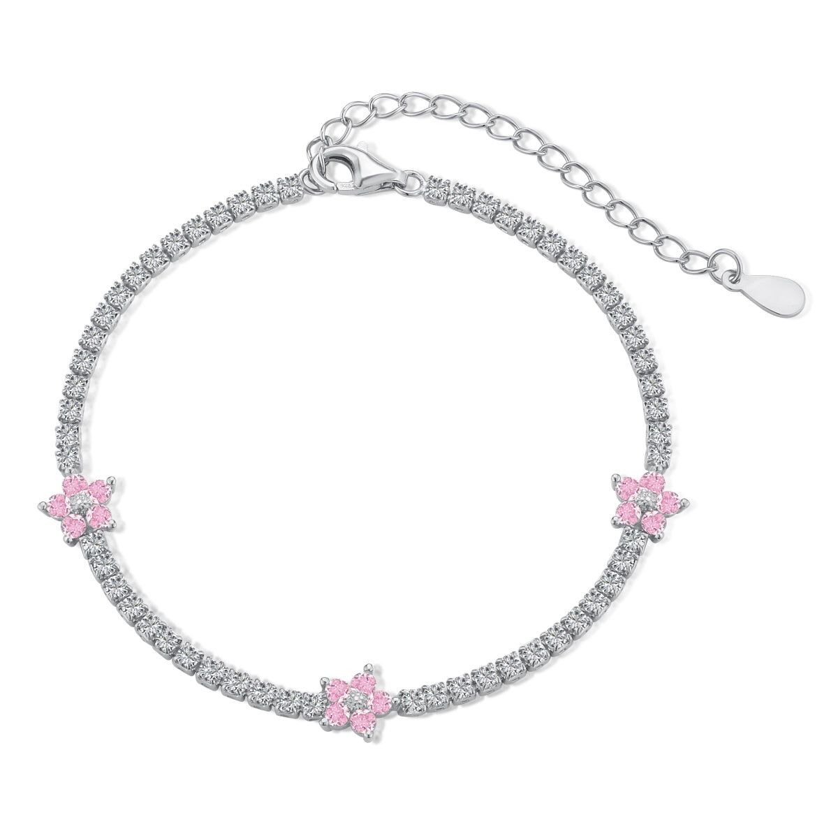 [Kincade Jewelrys]Sparkling Flower Shape Tennis Bracelet