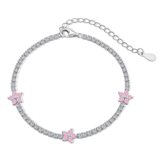 [Kincade Jewelery]Sparkling Flower Shape Tennis Bracelet