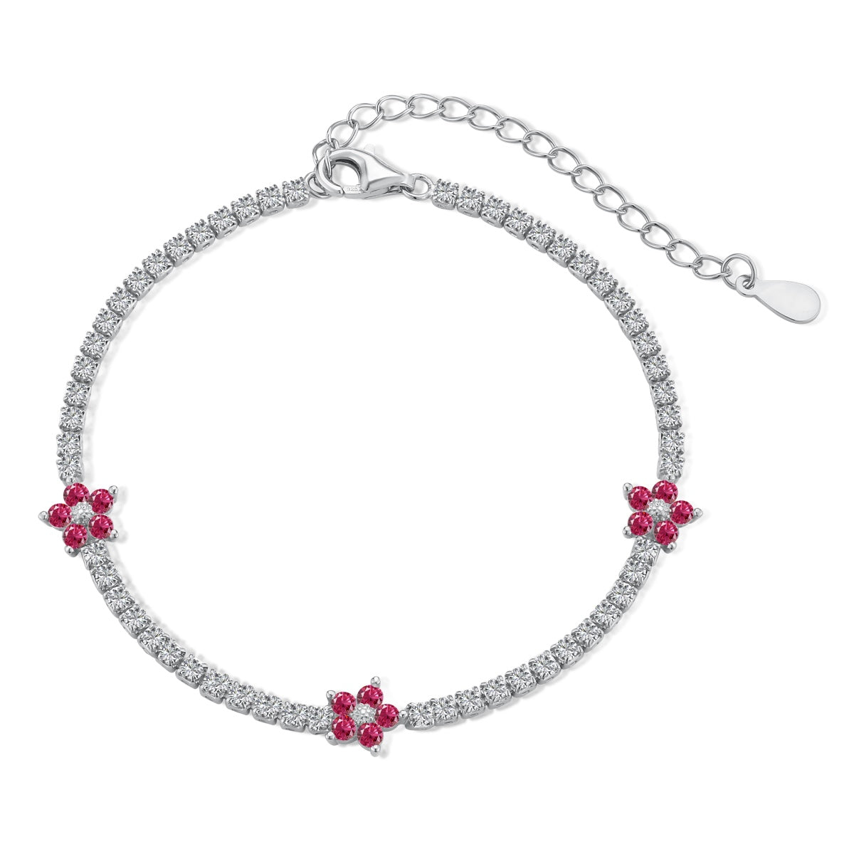 [Kincade Jewelery]Sparkling Flower Shape Tennis Bracelet