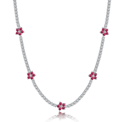 [Kincade Jewelrys]Luxurious Colorful Flower Tennis Necklace