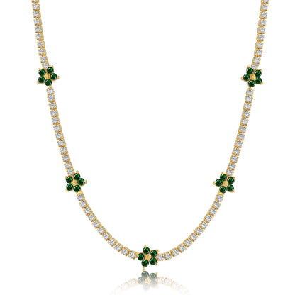 [Kincade Jewelrys]Luxurious Colorful Flower Tennis Necklace