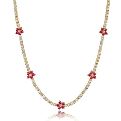 [Kincade Jewelery]Luxurious Colorful Flower Tennis Necklace