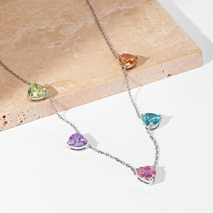 [Kincade Jewelrys]Sparkling Colorful Heart Cut Necklace