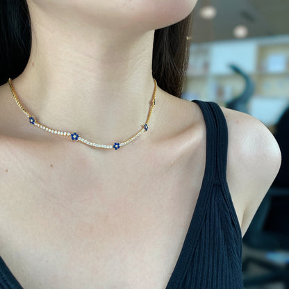 [Kincade Jewelrys]Luxurious Colorful Flower Tennis Necklace