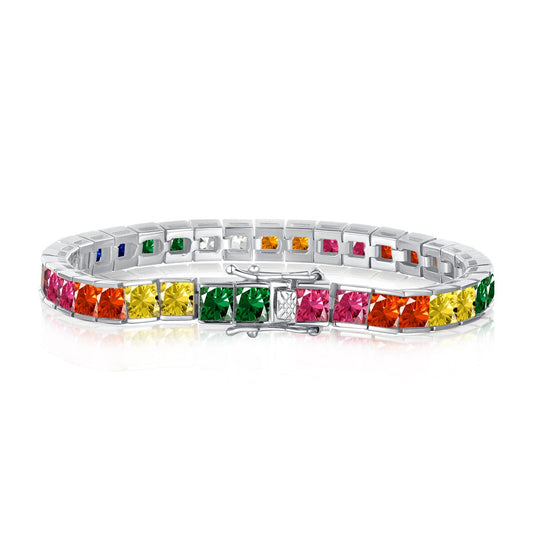 [Kincade Jewelery]Radiant Colorful Princess Cut Tennis Bracelet