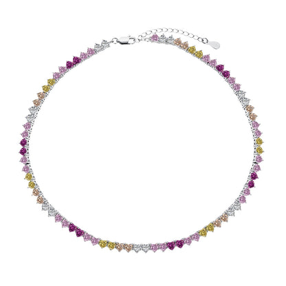 [Kincade Jewelery]Sparkling Colorful Full Heart Tennis Necklace