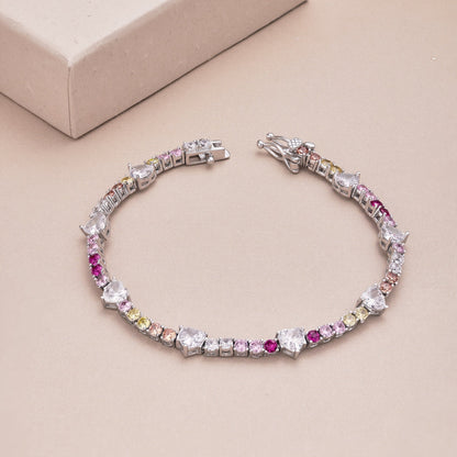 [Kincade Jewelrys]Romantic Heart Shape Round Cut Lover Bracelet