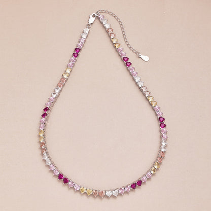 [Kincade Jewelery]Sparkling Colorful Full Heart Tennis Necklace