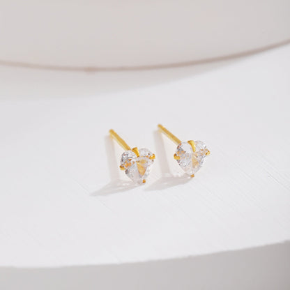 [Kincade Jewelrys]Sparkling Heart Shaped Simple Earrings