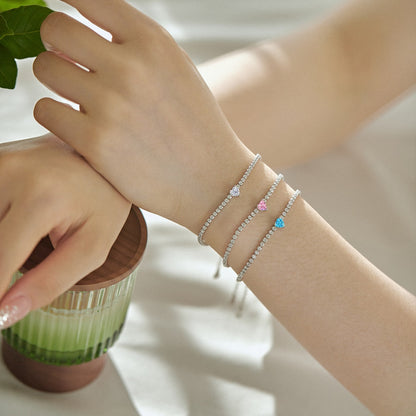 [Kincade Jewelrys]0.5 Carat Elegant Romantic Heart Shape Lover Bracelet