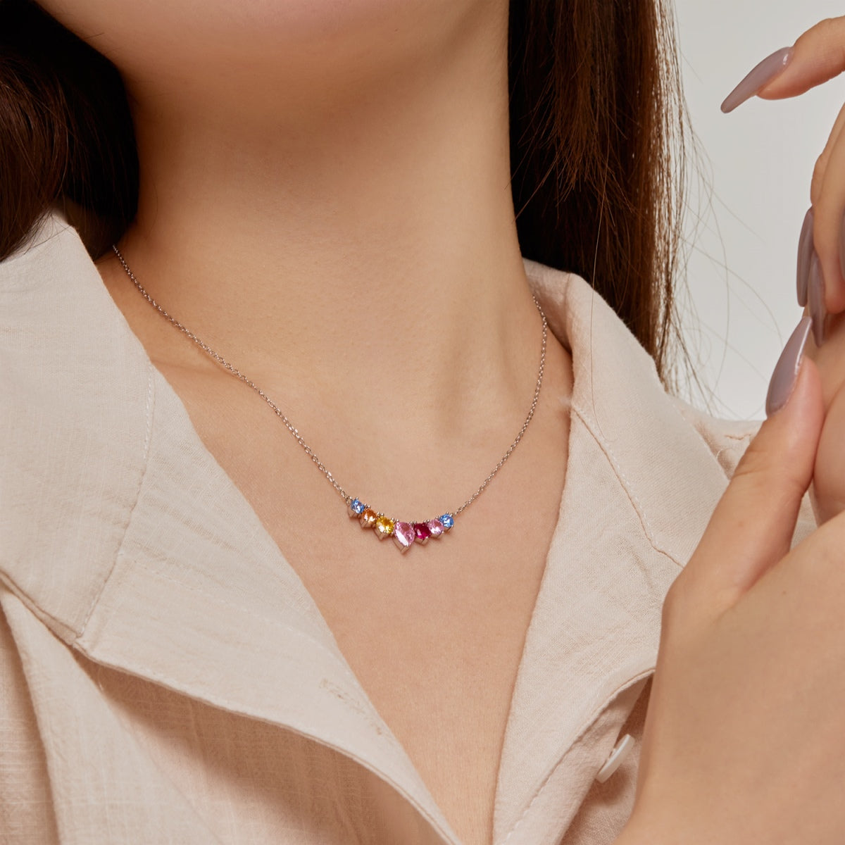 [Kincade Jewelrys]Dainty Colorful Heart Necklace