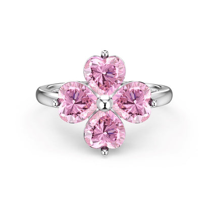 [Kincade Jewelrys]Heart-shaped Four-Leaf Clover Ball Ring