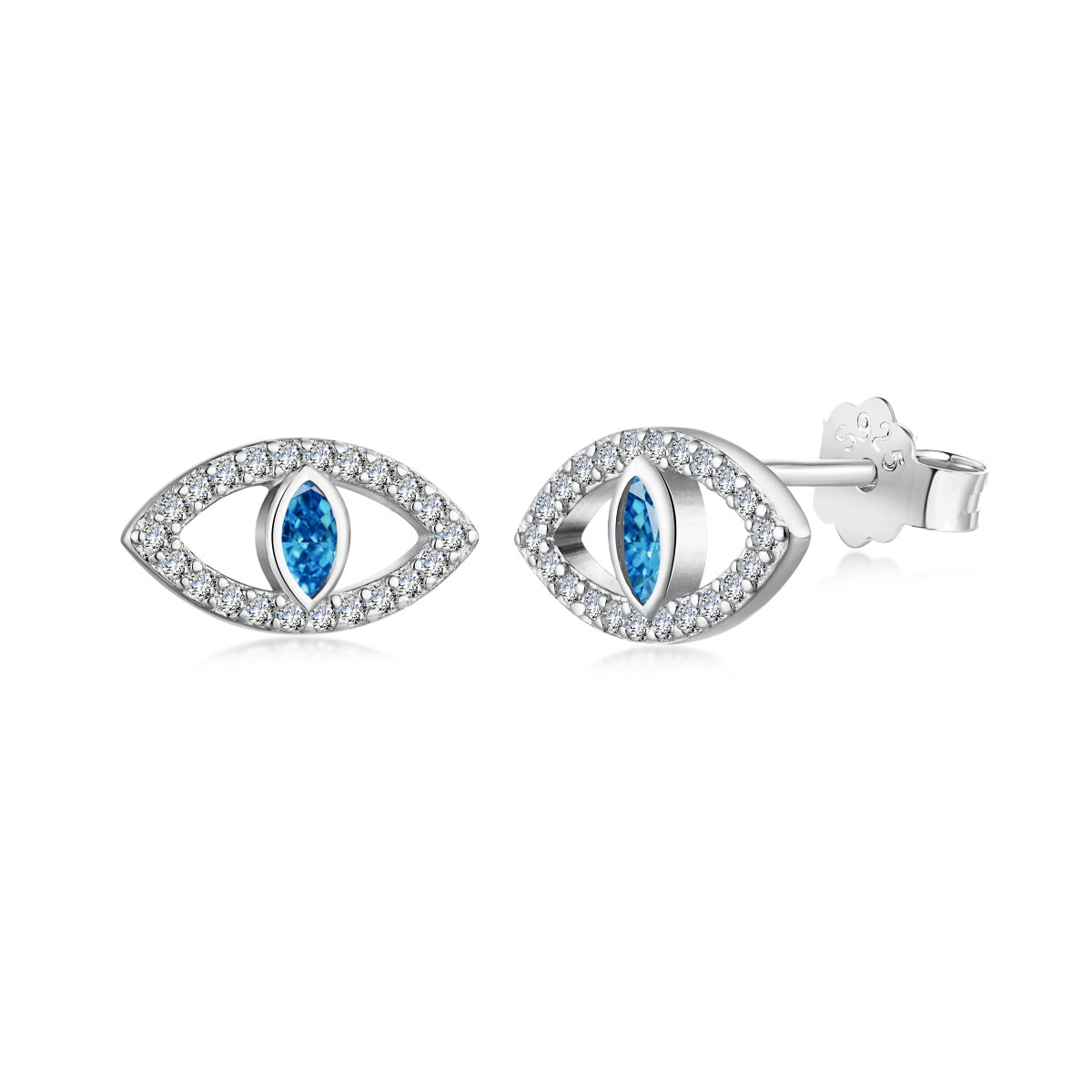[Kincade Jewelery]Blue Devil Eyes Hollow Stud Earrings