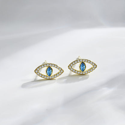 [Kincade Jewelery]Blue Devil Eyes Hollow Stud Earrings