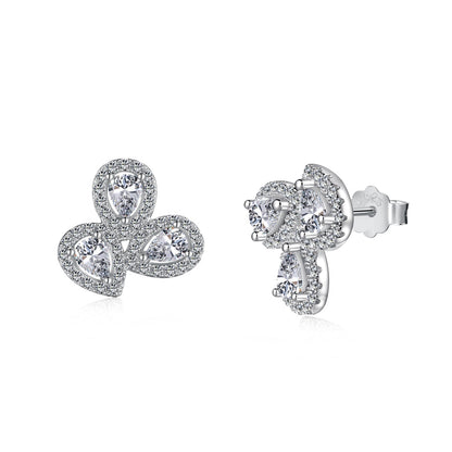[Kincade Jewelery]Ornate Flower Shape Pear Cut Lover Earrings