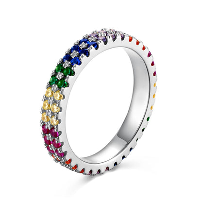 [Kincade Jewelrys]Unique Colorful Round Cut Tennis Ring