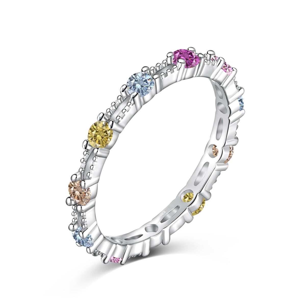 [Kincade Jewelrys]Sparkling Colorful Round Cut Tennis Ring