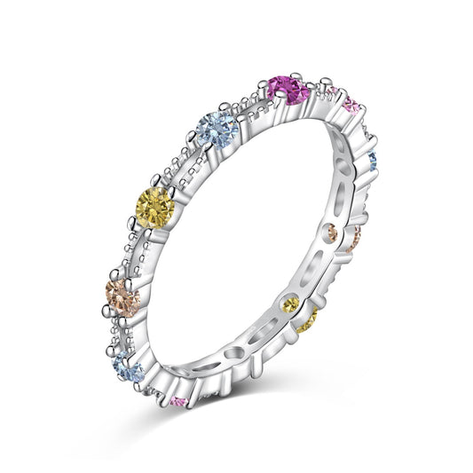 [Kincade Jewelrys]Sparkling Colorful Round Cut Tennis Ring