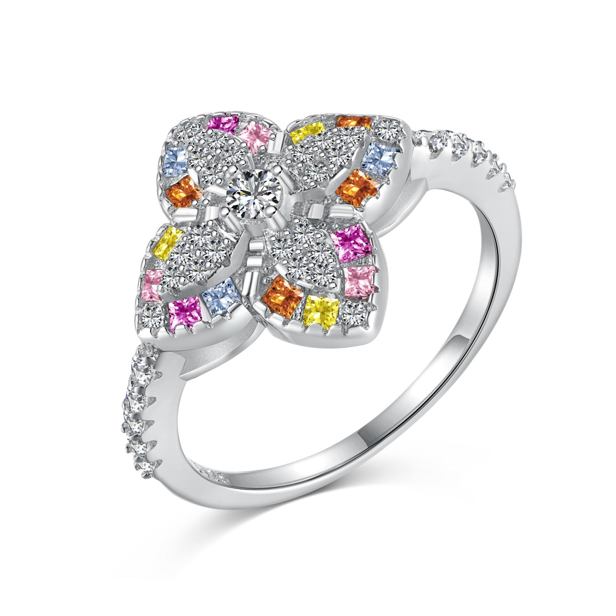 [Kincade Jewelery]Luxurious Colorful Flower Shape Banquet Ring