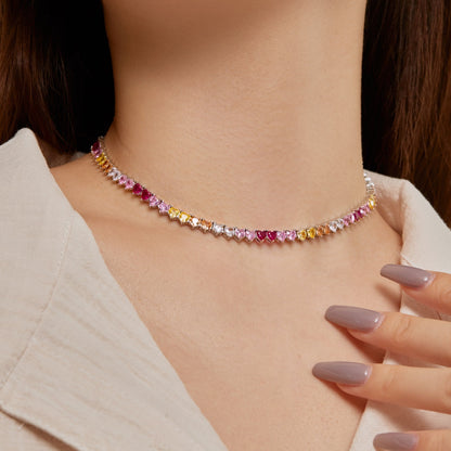 [Kincade Jewelery]Sparkling Colorful Full Heart Tennis Necklace