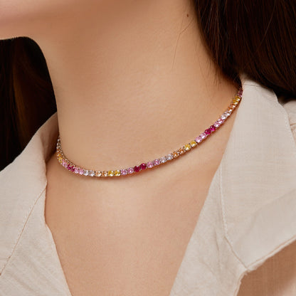 [Kincade Jewelrys]Delicate Colorful Tennis Necklace