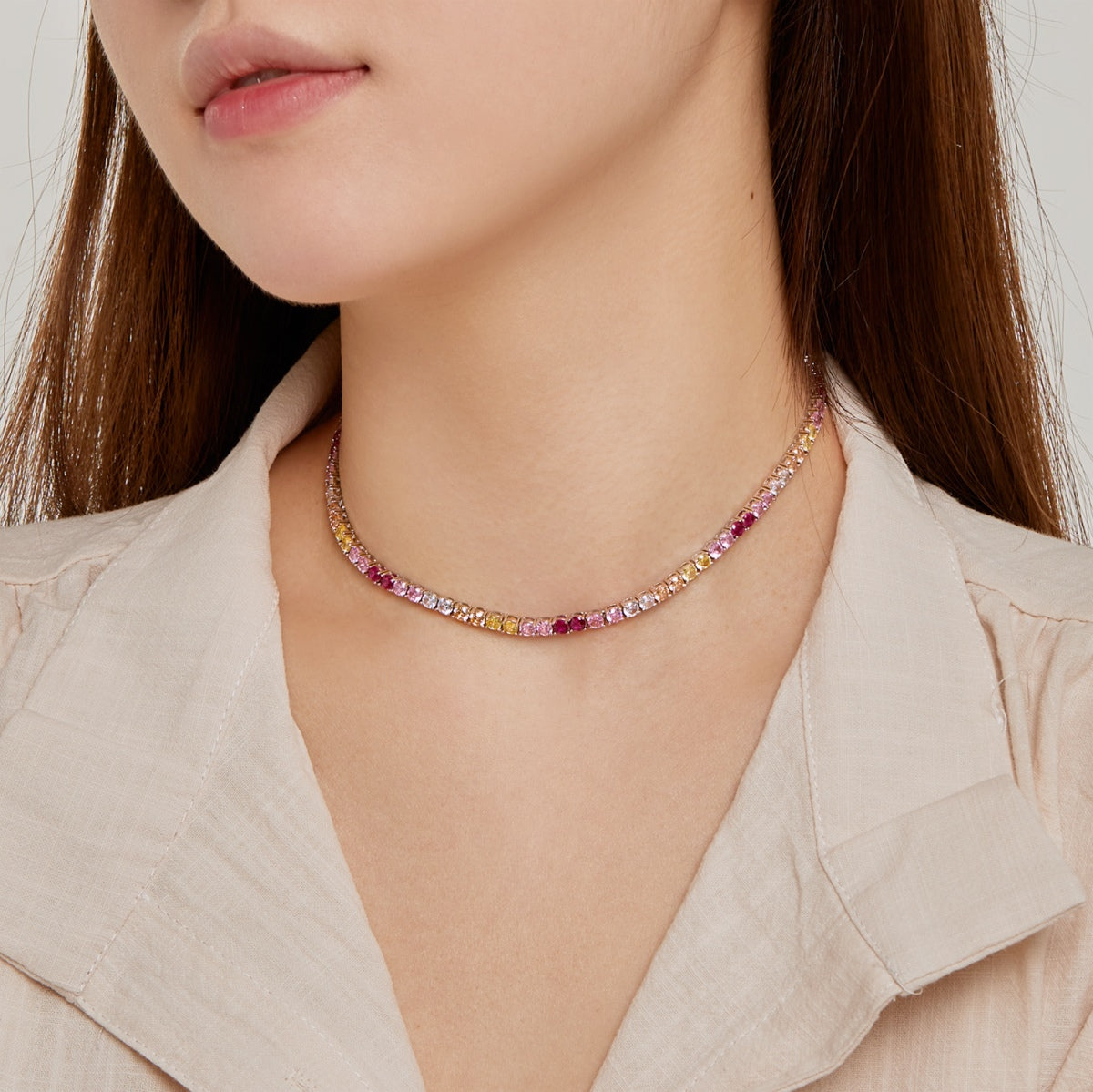 [Kincade Jewelery]Delicate Colorful Tennis Necklace