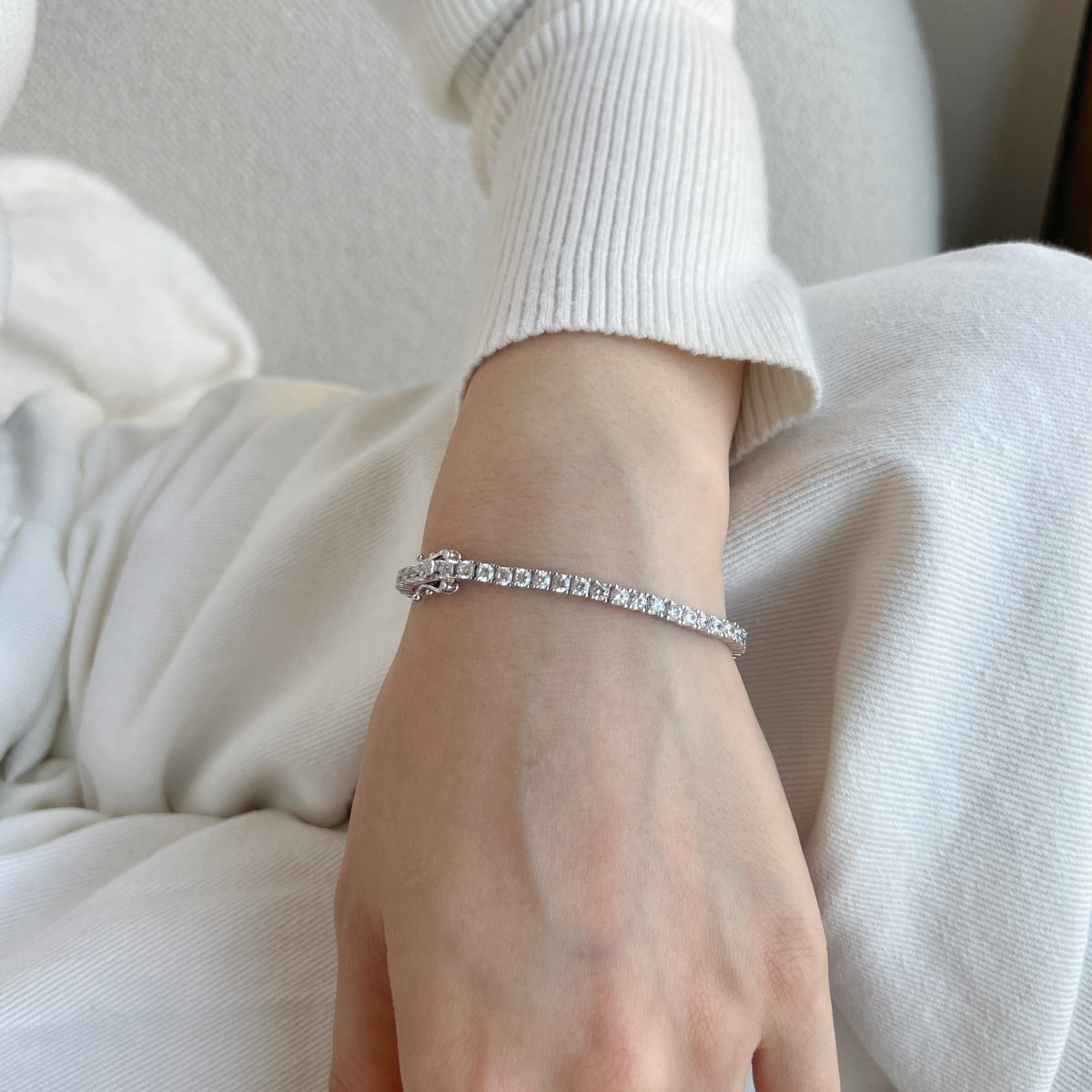 [Kincade Jewelrys]Dainty Charming Round Cut Tennis Bracelet