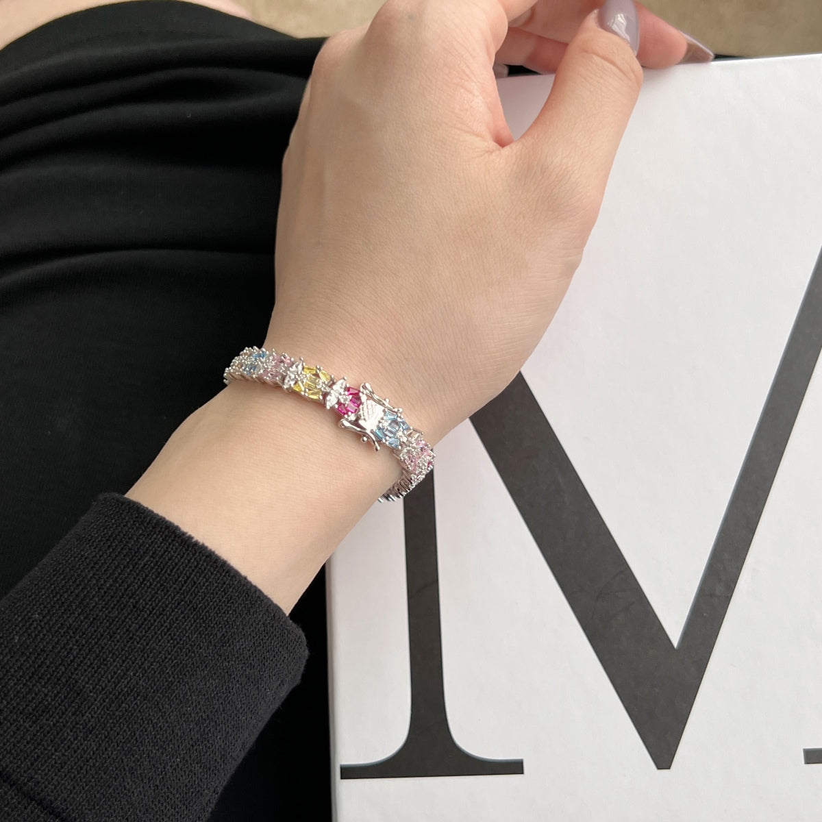 [Kincade Jewelrys]Delicate Colorful Multi Cut Party Bracelet