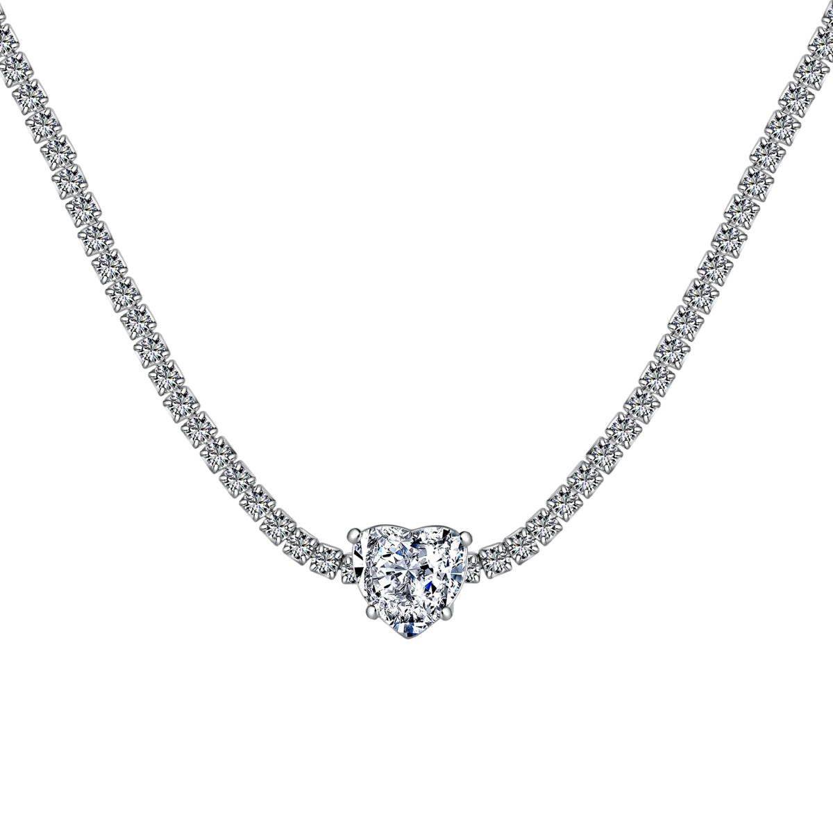 [Kincade Jewelery]2.0 Carat Sparkling Tennis Heart Cut Necklace