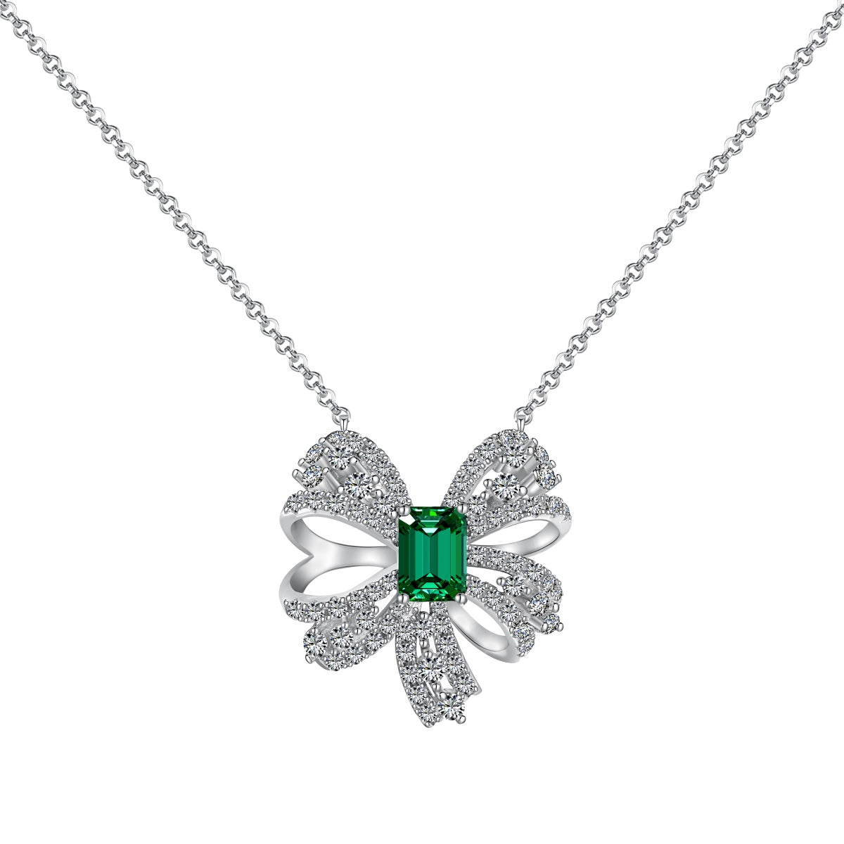 [Kincade Jewelery]Luxurious Flower Shape Emerald Cut Necklace