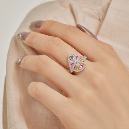 [Kincade Jewelrys]Elegant Colorful Water Drop Shape Banquet Ring